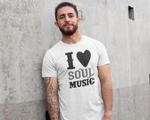 Rick & Rich - T-Shirt I Love Soul Music - T-shirt met opdruk - T-shirt Muziek - Tshirt Music - Wit T-shirt - T-shirt Man - Shirt met ronde hals - T-Shirt Maat XL