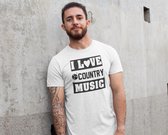 Rick & Rich - T-Shirt I Love Country Music - T-shirt met opdruk - T-shirt Muziek - Tshirt Music - Wit T-shirt - T-shirt Man - Shirt met ronde hals - T-Shirt Maat 3XL