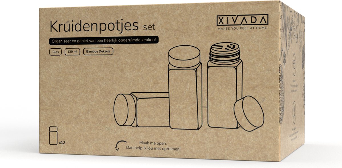Kruidenpotjes Bamboe Deksel - 12 stuks