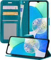 Hoesje Geschikt voor Samsung A14 Hoesje Book Case Hoes Wallet Cover - Hoes Geschikt voor Samsung Galaxy A14 Hoesje Bookcase Hoes - Turquoise