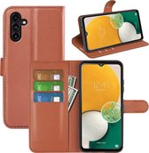 Samsung Galaxy A14 Hoesje - MobyDefend Kunstleren Wallet Book Case (Sluiting Voorkant) - Bruin - GSM Hoesje - Telefoonhoesje Geschikt Voor Samsung Galaxy A14