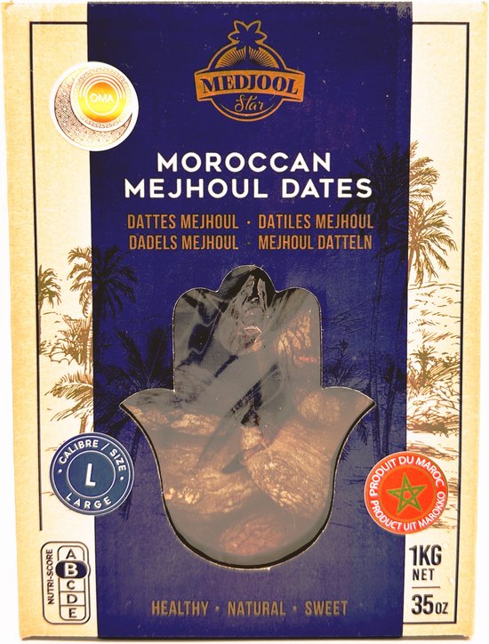 Marokko Dadels Medjoul 1000 gr (Grote Maat) - 100% Biologishe - Medjool Dadels Premium - Marokkaanse Productie - Moroccan Mejhoul Dates - Large Size