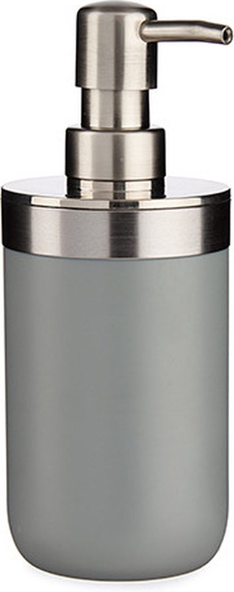 Berilo Zeeppompje/dispenser - 17 cm - RVS/kunststof - grijs/zilver - 350 ml - navulbaar - toilet/keuken/badkamer