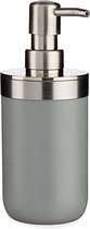 Zeeppompje/dispenser roestvrij metaal grijs/zilver 350 ml - Badkamer en keuken artikelen - Formaat 9 x 8 x 17 cm