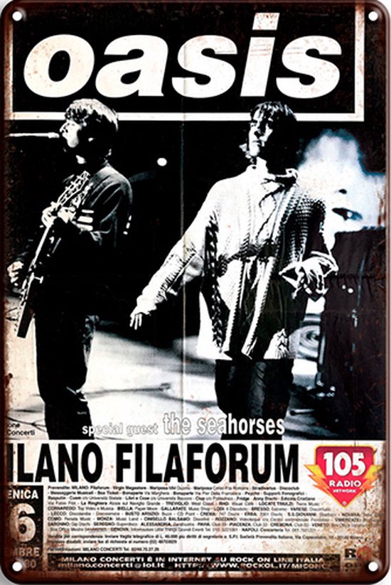 Signs-USA - Concert Sign - metaal - Oasis - Filaforum - 30x40 cm