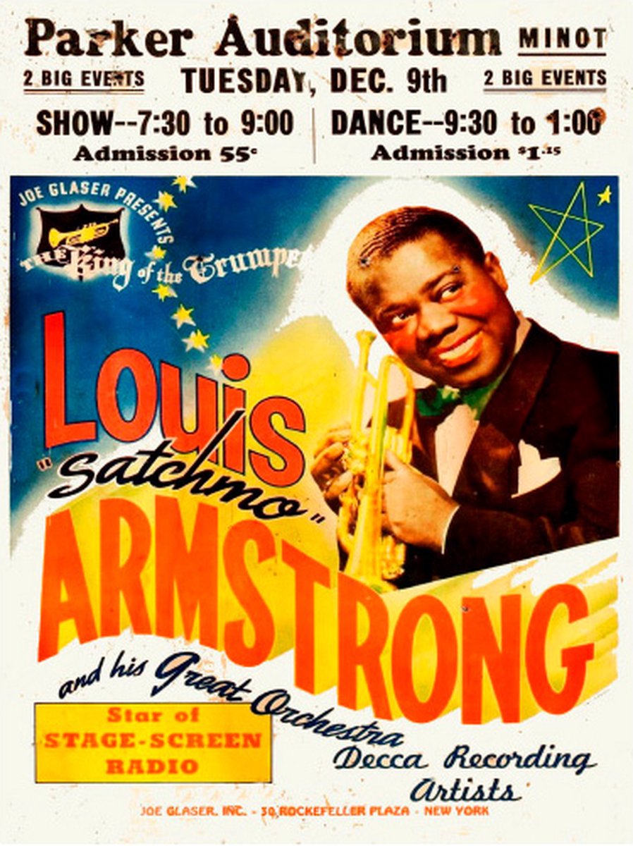 Signs-USA Concert Sign - metaal - Louis Armstrong - 30x40 cm