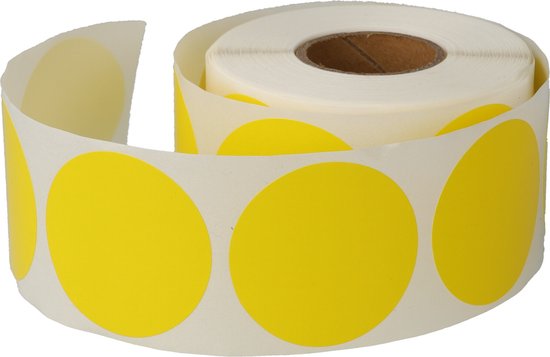 500 Etiketten Rond Geel Sticker 35 mm op Rol - Label Blanco Stickers Gekleurd - Dappaz