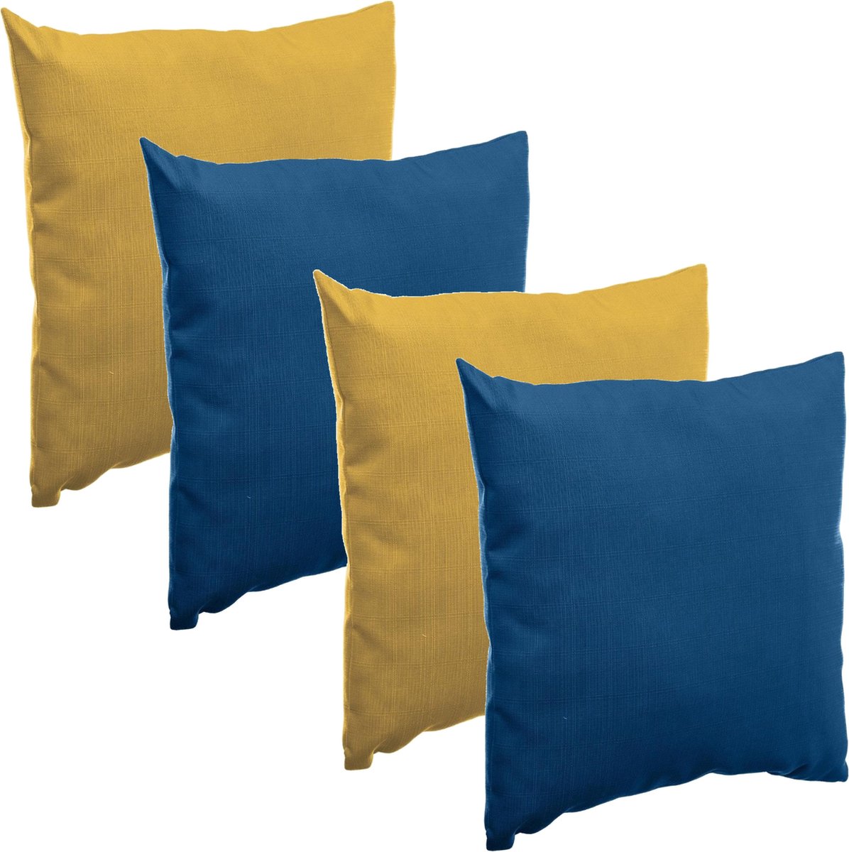 Hesperide Bank/sier/tuin kussens - binnen/buiten - set 4x stuks - geel/blauw - 40x40 cm