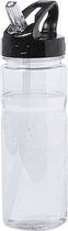 Waterfles/drinkfles/sportfles/bidon - helder transparant - kunststof - 650 ml - met drinktuit