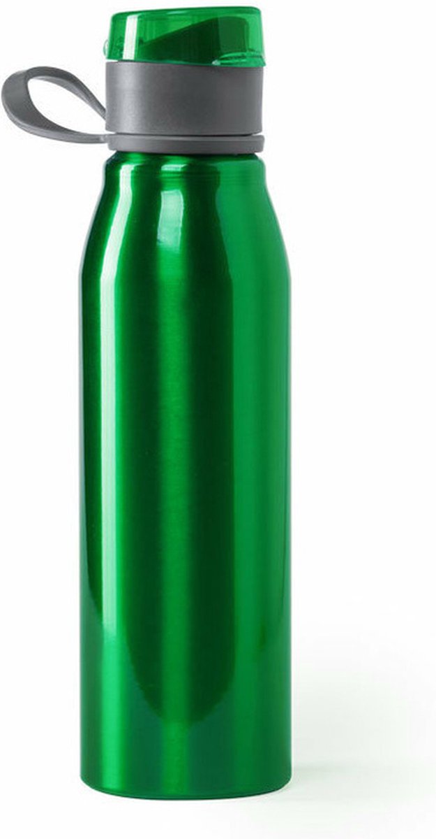 Aluminium waterfles/drinkfles/bidon/sportfles kleur metallic groen - met schroefdop - 700 ml
