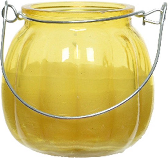 Decoris Citronella kaars - glas - geel - 15 branduren - D8 x H8 cm
