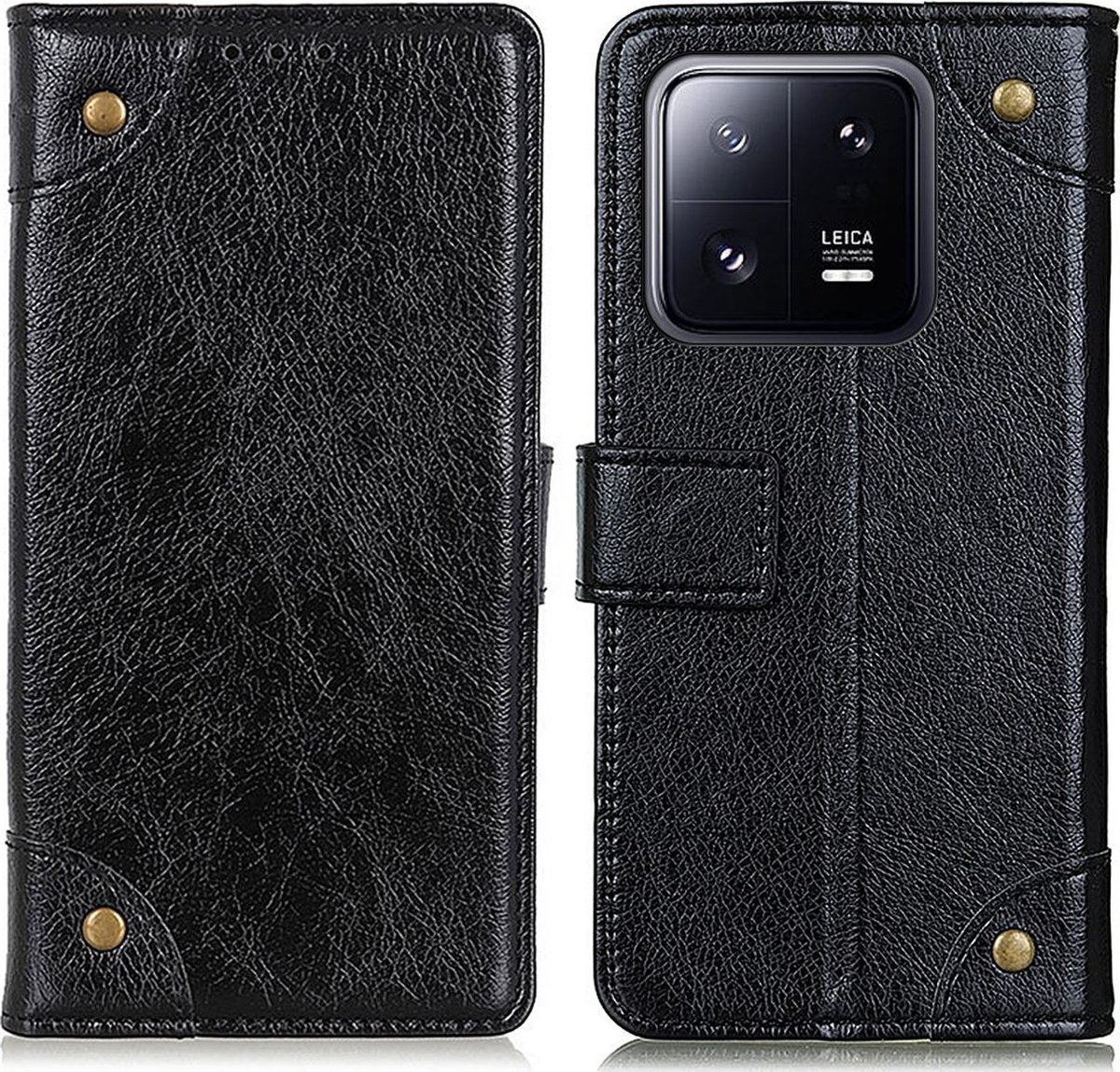 Mobigear Telefoonhoesje geschikt voor Xiaomi 13 Hoesje | Mobigear Ranch Bookcase Portemonnee | Pasjeshouder voor 3 Pasjes | Telefoonhoesje voor Pinpas / OV Kaart / Rijbewijs - Zwart