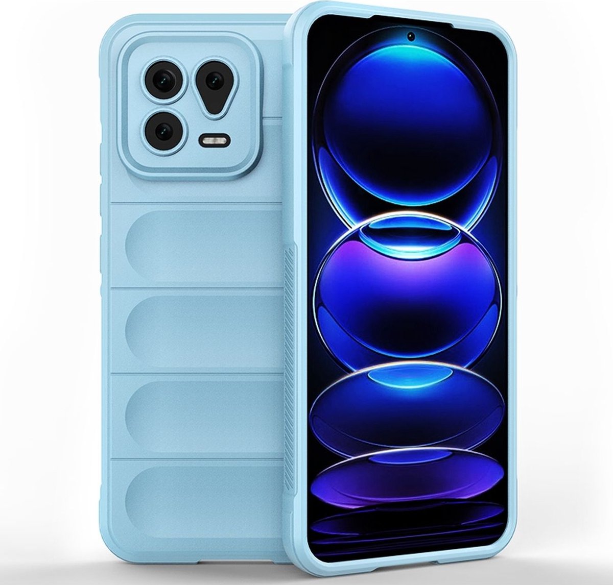 Mobigear Hoesje geschikt voor Xiaomi 13 Telefoonhoesje Flexibel TPU | Mobigear Bumpy Backcover | 13 Case | Back Cover - Blauw