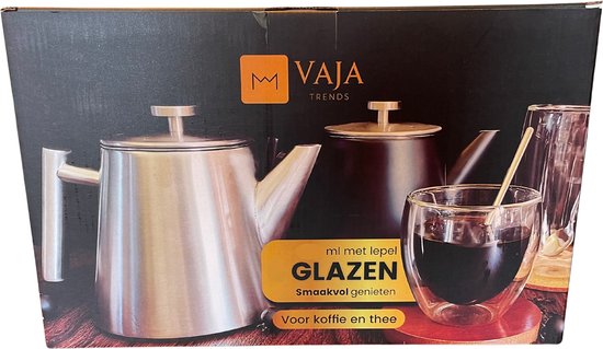 Verres à thé Trends Verres à thé à double paroi avec cuillère - Set de Verres à café - 250 ml - 4 pièces - Verres à Cappuccino - Verre à thé à double paroi