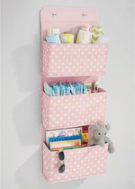 Hangende opberger met 3 grote zakken - zachte stof/deurbevestiging - kinder- of babykamer - roze/wit