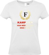 Dames T-shirt Krans Kampioen 2022-2023 | Feyenoord Supporter | Shirt Kampioen | Kampioensshirt | Wit | maat M