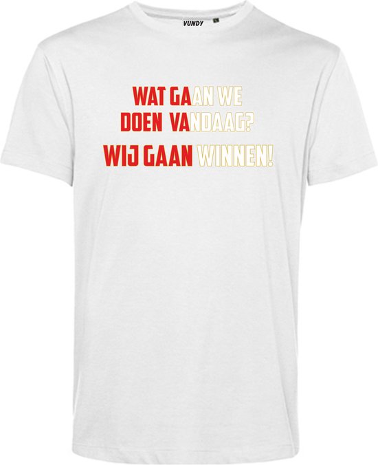 Foto: T shirt wij gaan winnen rotterdam supporter shirt kampioen kampioensshirt wit maat xs