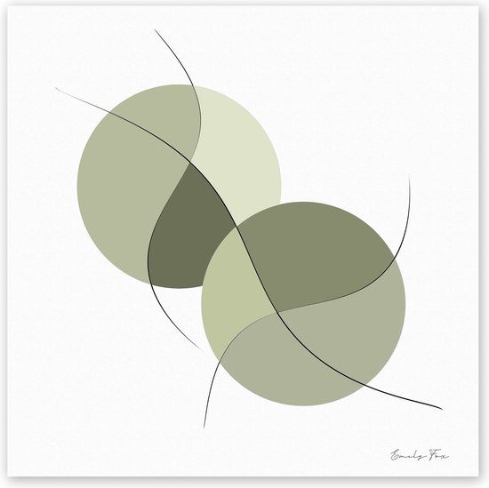 Dibond - Reproduktie / Kunstwerk / Kunst / Abstract / - Wit / zwart / bruin / taupe - 120 x 120 cm