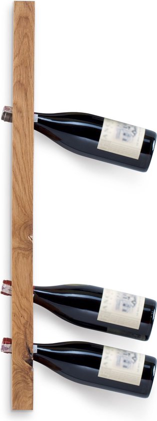 Tu Las™ Massief houten wijnrek voor aan de muur - 77 x 9 x 4 cm - Zwevende wijnflessen houder - Eiken hout