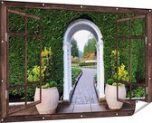 Gards Affiche de jardin Transparente Transparente avec Pots - 180x120 cm - Toile jardin - Décoration de jardin - Décoration murale extérieur - Tableau jardin