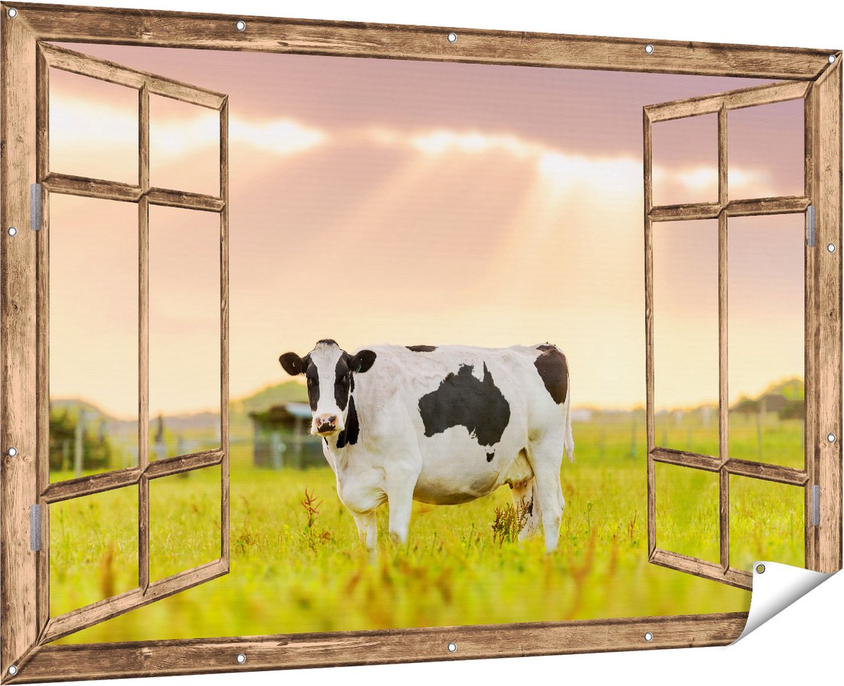 Gards Tuinposter Gekleurde Leeuw - Leeuwenkop - Abstract - 90x60 cm - Tuindoek - Tuindecoratie - Wanddecoratie buiten - Tuinschilderij Multikleur