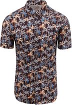 Desoto - Short Sleeve Overhemd Print Bruin - Heren - Maat S - Slim-fit