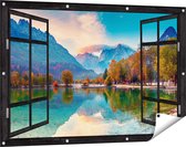 Affiche jardin Gards Lac transparent - 120x80 cm - Toile jardin - Décoration de jardin - Décoration murale extérieur - Tableau jardin