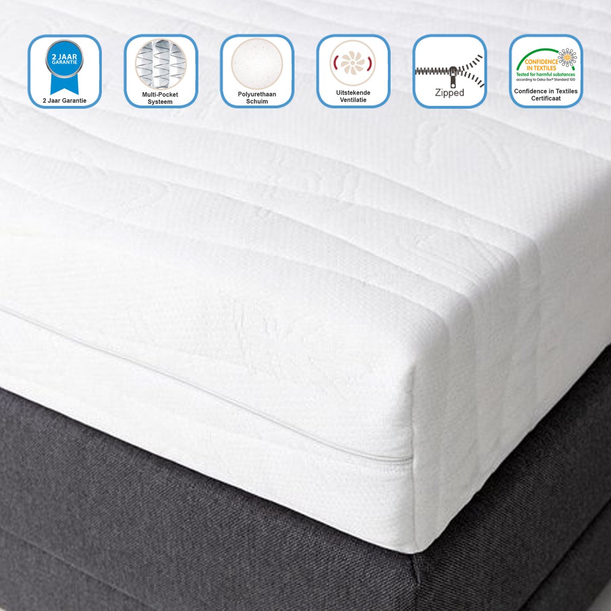 Mörgenn Matras Martinez - Pocketvering - 7 Luxe comfortzones - Anti-allergisch - Matras 180x200 cm