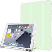 geschikt voor iPad 10.2 inch (2021/2020/2019) Tri-Fold Clear Back Case | 10.2 inch hoes | Transparante achterkant | Auto wake/sleep | Ingebouwde standaard | Verstevigde hoeken en randen - Groen | mintgroen