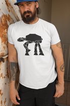 Rick & Rich - T-Shirt Empire's AT-AT 2 - T-Shirt Star Wars - Wit Shirt - T-shirt met opdruk - Shirt met ronde hals - T-shirt Man - T-shirt met ronde hals - T-shirt maat 3XL