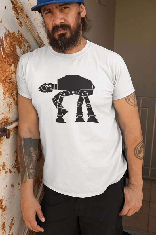 Rick & Rich - T-Shirt Empire's AT-AT 2 - T-Shirt Star Wars - Wit Shirt - T-shirt met opdruk - Shirt met ronde hals - T-shirt Man - T-shirt met ronde hals - T-shirt maat XL