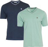 Lot de 2 T-shirts Donnay - T-shirt sport - Col V- Homme - Marine/ Vert Sage - Taille S