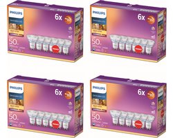 Philips Voordeelverpakking - GU10 - WarmGlow LED Spotlamp - 50W - Dimbaar - Warmwit Licht - Set van 24 Stuks