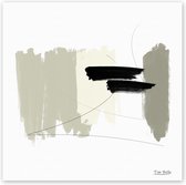Tuinposter - Reproduktie / Kunstwerk / Kunst / Abstract / - Wit / zwart / bruin / beige / creme - 160 x 160 cm.