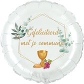 Communie, folieballon "Gefeliciteerd met je communie" / 45cm flat / design & ean © Promoballons Ballonweb
