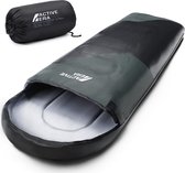 Active Era Premium Slaapzak – 250 GSM Vulling en Waterdicht – Met Binnenzak en Capuchon – 4 Seizoenen, voor Kamperen, Camping, Backpacken, Hiken, Festivals, Logeren, Buitenhuis – Volwassenen & Kinderen – 210x75cm Zwart