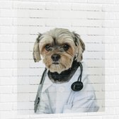 Muursticker - Hond Verkleed als Dokter - 75x100 cm Foto op Muursticker