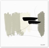 Dibond - Reproduktie / Kunstwerk / Kunst / Abstract / - Wit / zwart / bruin / beige / creme - 80 x 80 cm