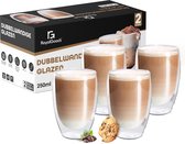 RoyalGoods® Dubbelwandige Glazen – Koffieglazen - Theeglazen – 250ML – 4 Stuks – Cappuccino Glazen - Latte Macchiato Glazen