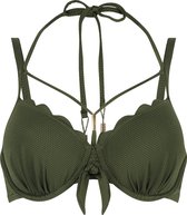 Hunkemöller Dames Badmode Voorgevormde beugel bikinitop Scallop - Groen - maat E90