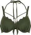 Hunkemöller Dames Badmode Voorgevormde beugel bikinitop Scallop - Groen - maat D70