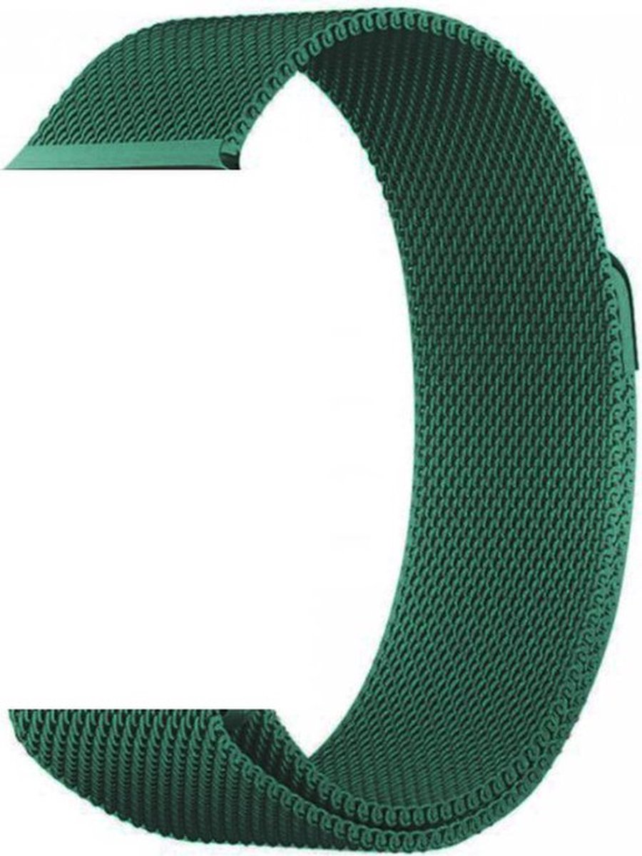 Elite Elements Geschikt voor Apple Watch bandje Donker Groen Series 1/2/3/4/5/6/SE/7 38/40/41 mm - iWatch Milanees Polsband Luxe Milanese Loop - Roestvrij staal - Magneet Sluiting