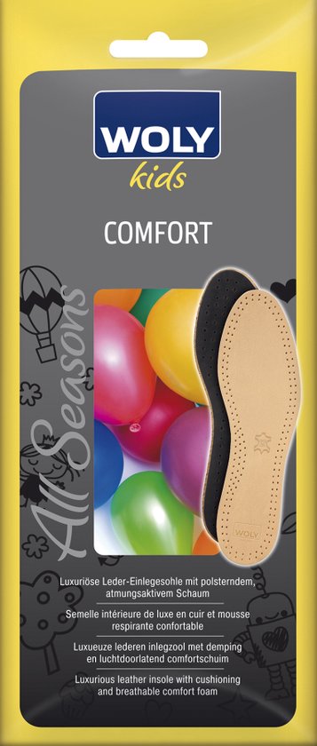 Woly Comfort Kids - Lederen inlegzool met comfortschuim - Maat 35/36