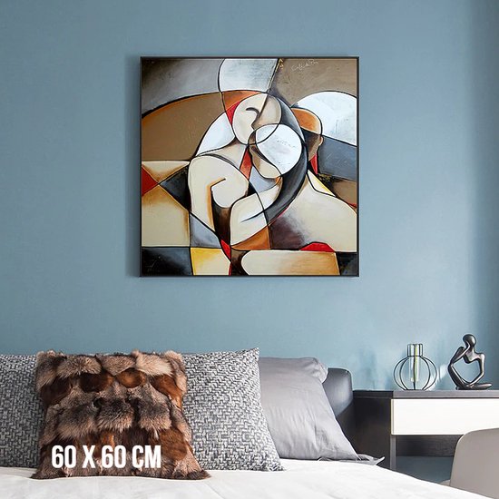 Allernieuwste.nl® Canvas Pablo Picasso Abstracte Droomvrouw - Kubisme - Kleur - 60 x 60 cm