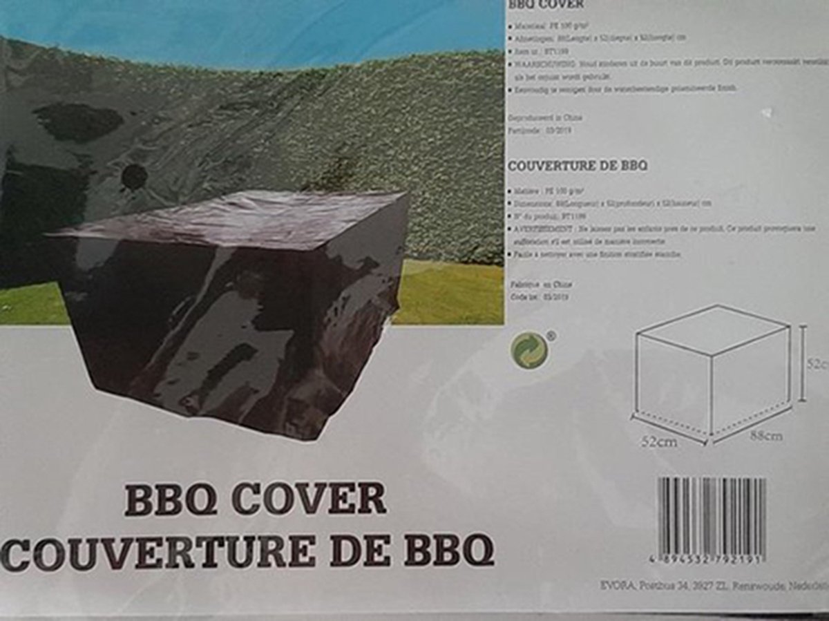Barbequehoes opberger - Zwart - 88 x 52 x 52 cm - BBQ - Hoezen - Buiten - Opslag - Beschermers