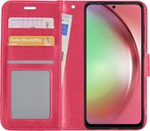 Hoes Geschikt voor Samsung A54 Hoesje Book Case Hoes Flip Cover Wallet Bookcase - Donkerroze