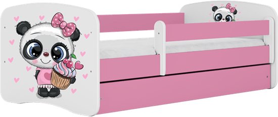 Kocot Kids - Bed babydreams roze panda met lade zonder matras 140/70 - Kinderbed - Roze