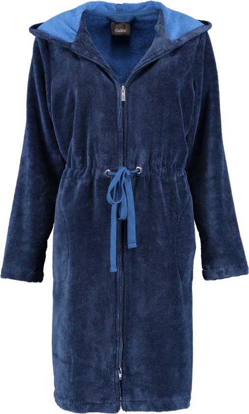 Cawö badjas met ritssluiting hooded (822-11, blauw) - 40/42