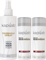 Kapilab Hair Fibers Voordeelset 58 gram - Kastanjebruin - Natuurlijke haarvezels verbergen haaruitval - Direct voller haar