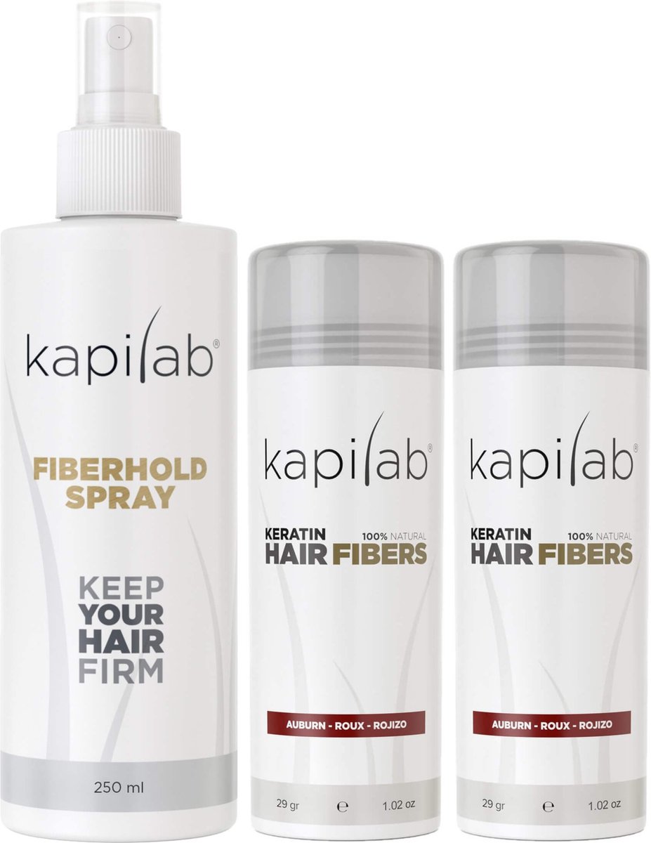 Bol.com Kapilab Hair Fibers Voordeelset 58 gram - Kastanjebruin - Natuurlijke haarvezels verbergen haaruitval - Direct voller haar aanbieding